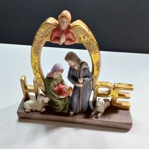 Hope Watercolor Nativity Scene Joseph Mary Baby Jesus Elements Porcelain